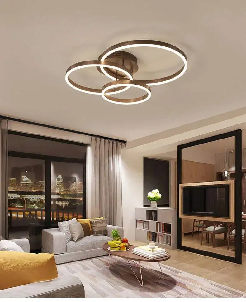 Modern LED Chandelier Nordic Gold 3 Circle Metal Ceiling Lamp For Home Living Study Room Bedroom Indoor Home Lighting Decoration
