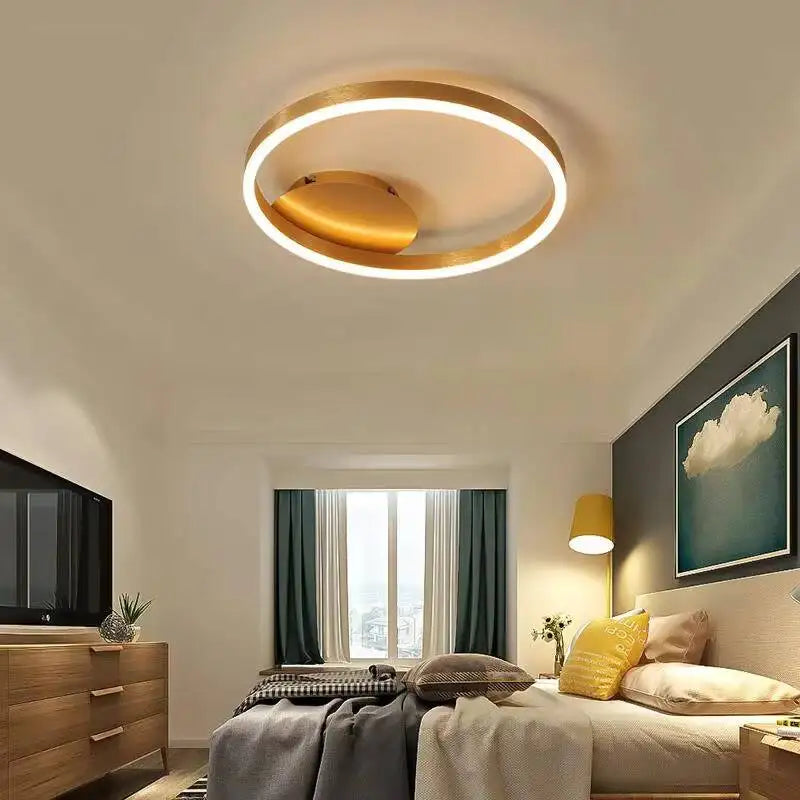 Modern LED Chandelier Nordic Gold 3 Circle Metal Ceiling Lamp For Home Living Study Room Bedroom Indoor Home Lighting Decoration