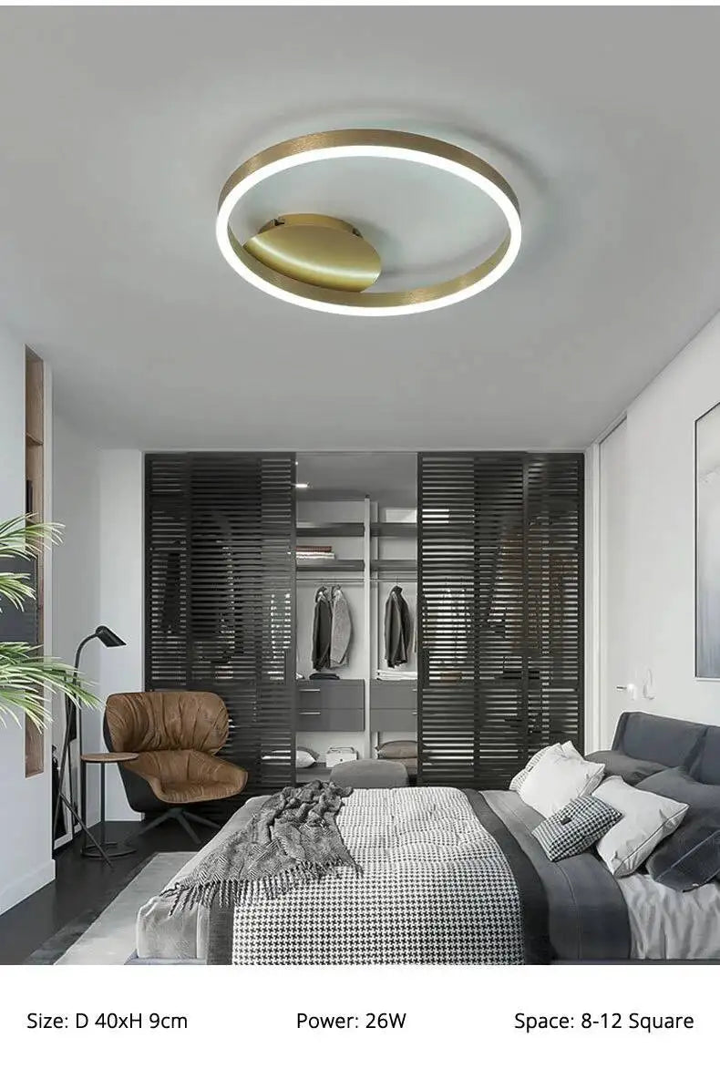 Modern LED Chandelier Nordic Gold 3 Circle Metal Ceiling Lamp For Home Living Study Room Bedroom Indoor Home Lighting Decoration