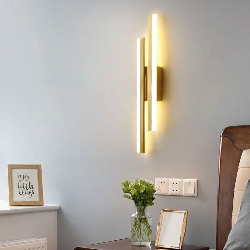 Modern LEDWall Lamp Wall Sconces Copper Line Pipe Acrylic Lampshade Indoor Lighting for Living Room Corridor Light Fixture
