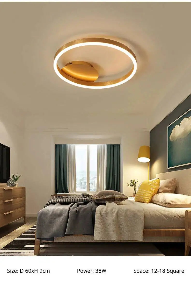 Modern LED Chandelier Nordic Gold 3 Circle Metal Ceiling Lamp For Home Living Study Room Bedroom Indoor Home Lighting Decoration