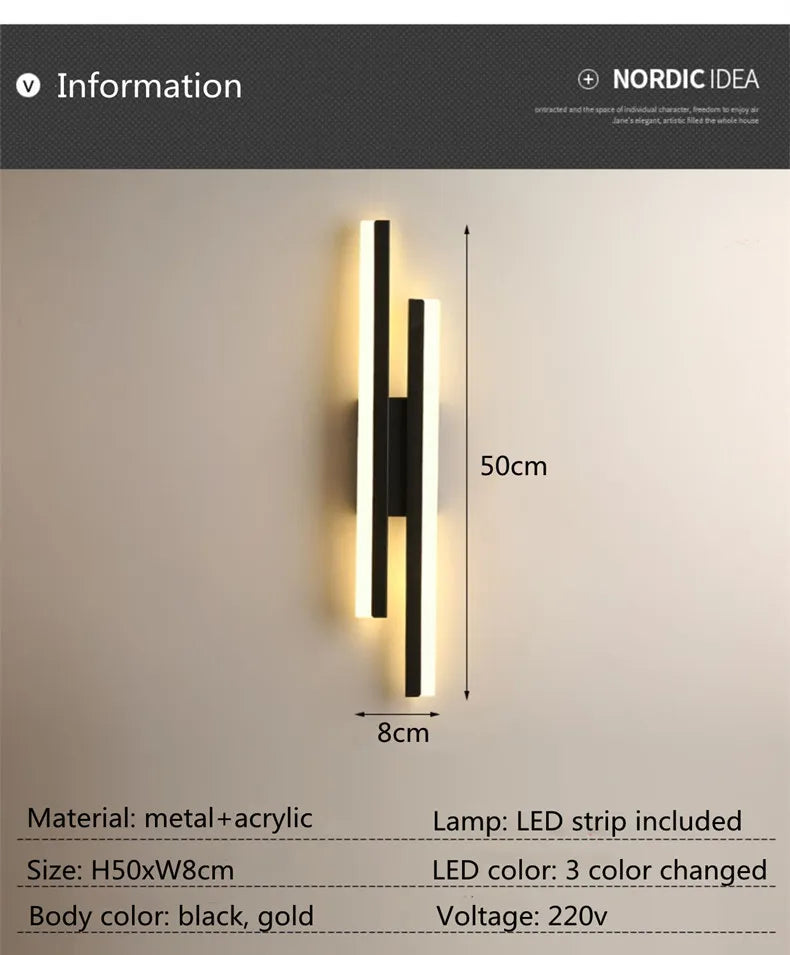 Modern LEDWall Lamp Wall Sconces Copper Line Pipe Acrylic Lampshade Indoor Lighting for Living Room Corridor Light Fixture