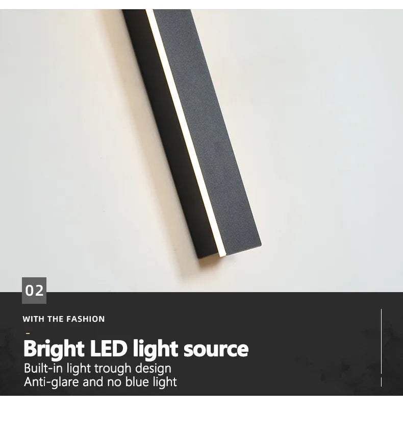 Outdoor Waterproof Wall Lamp LED Strip Background Wall Lamp Stair Garden Lamp Living Room Bedroom Bedside IP65 Wall Lights