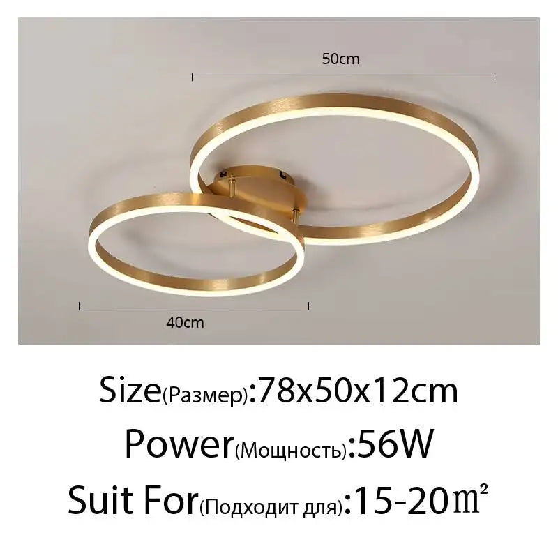 Modern LED Chandelier Nordic Gold 3 Circle Metal Ceiling Lamp For Home Living Study Room Bedroom Indoor Home Lighting Decoration