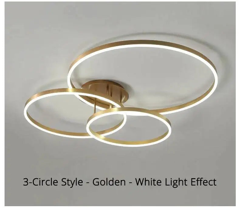 Modern LED Chandelier Nordic Gold 3 Circle Metal Ceiling Lamp For Home Living Study Room Bedroom Indoor Home Lighting Decoration