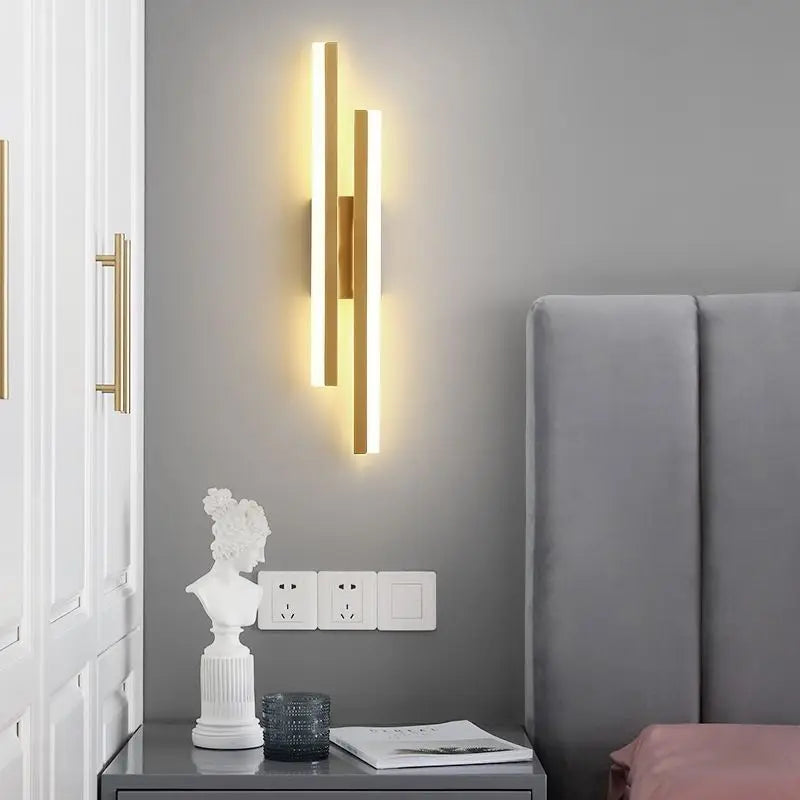 Modern LEDWall Lamp Wall Sconces Copper Line Pipe Acrylic Lampshade Indoor Lighting for Living Room Corridor Light Fixture