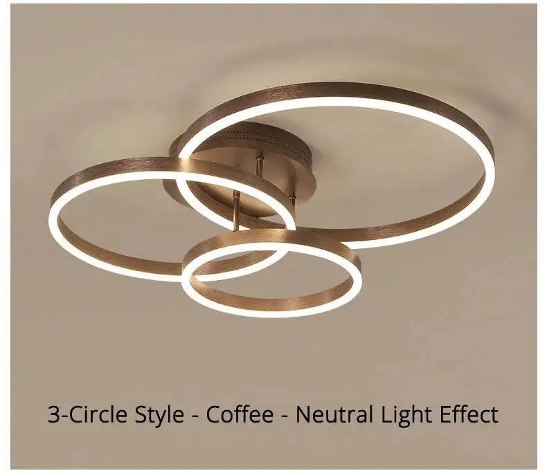 Modern LED Chandelier Nordic Gold 3 Circle Metal Ceiling Lamp For Home Living Study Room Bedroom Indoor Home Lighting Decoration