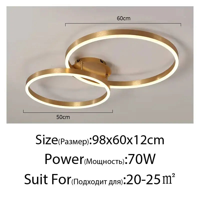 Modern LED Chandelier Nordic Gold 3 Circle Metal Ceiling Lamp For Home Living Study Room Bedroom Indoor Home Lighting Decoration