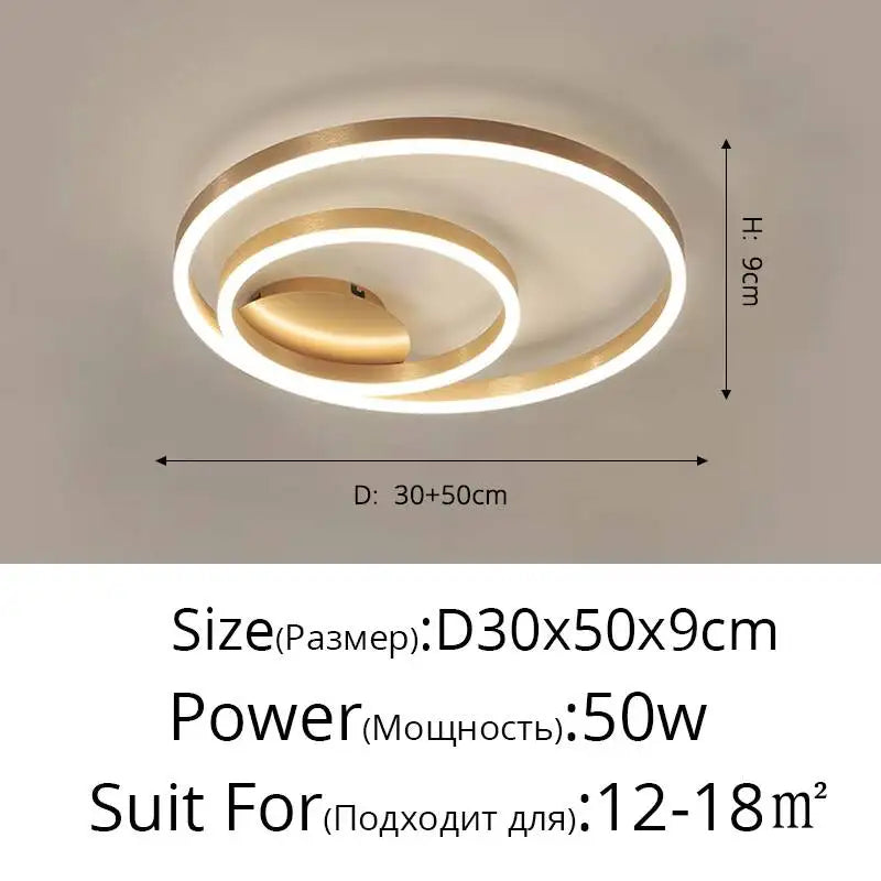 Modern LED Chandelier Nordic Gold 3 Circle Metal Ceiling Lamp For Home Living Study Room Bedroom Indoor Home Lighting Decoration