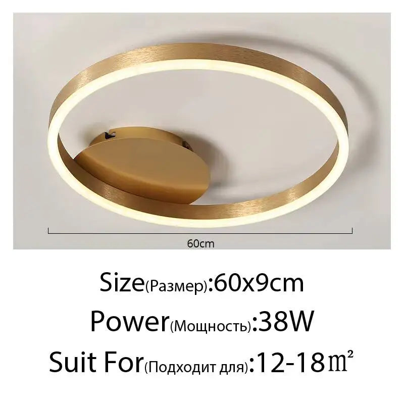 Modern LED Chandelier Nordic Gold 3 Circle Metal Ceiling Lamp For Home Living Study Room Bedroom Indoor Home Lighting Decoration